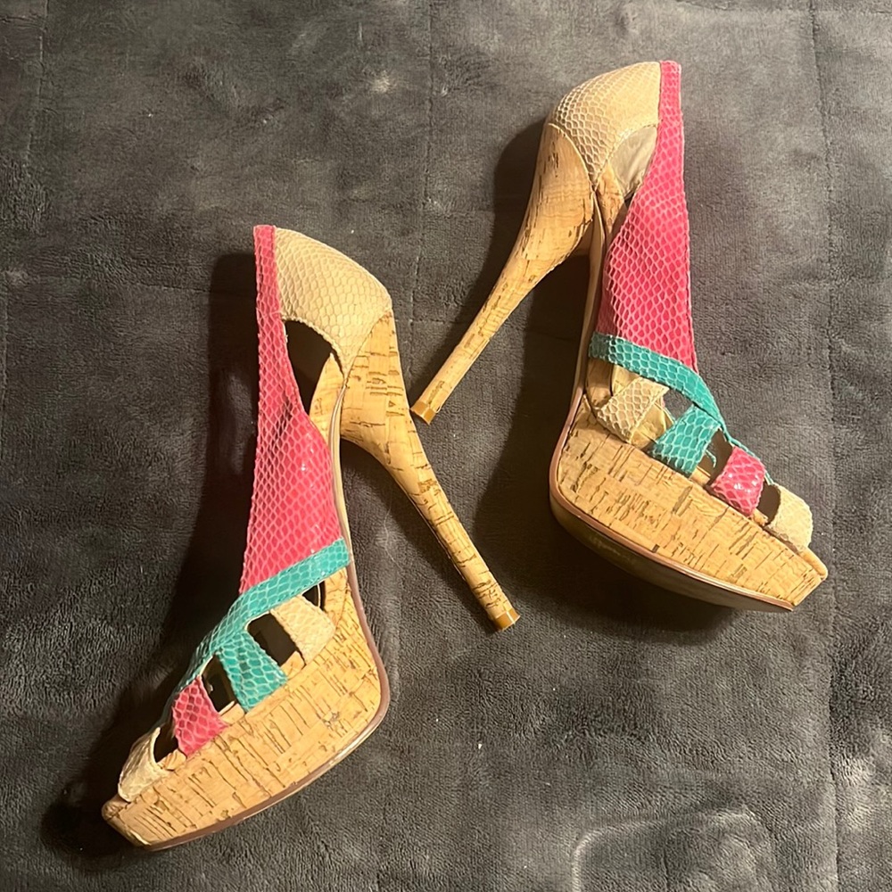 Open toe colorful shoes! Worn twice. No box